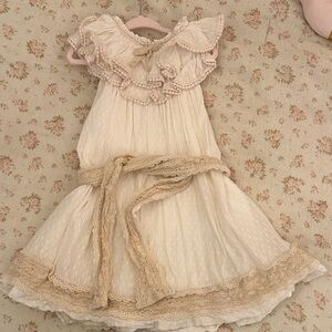 Ooh! La, La! Couture Cream Lace Ruffle Girls Dress